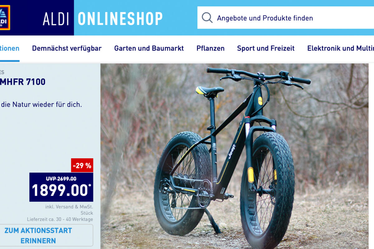 Aldi E-Bike: Jeep E-Bike Mountain FAT für 1.899 €